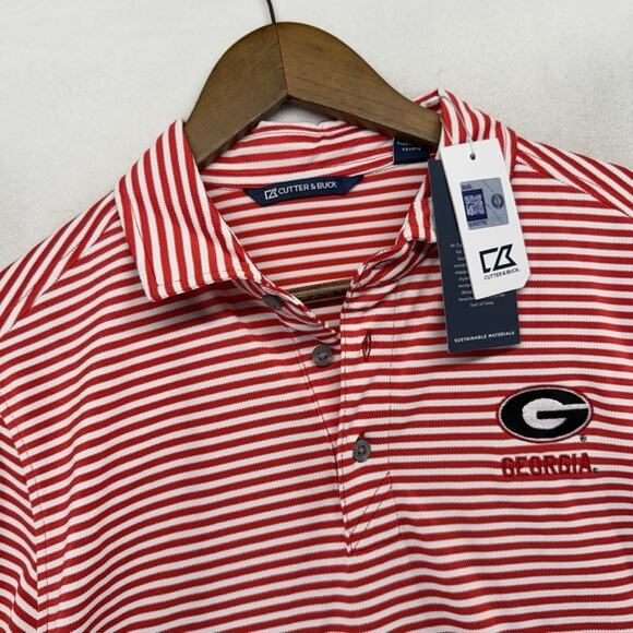 Georgia University Polo Shirt men's Small Red White Embroidered Bulldogs NEW - Picture 1 of 7